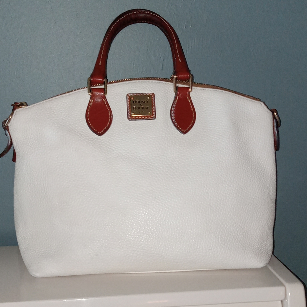 Dooney & Bourke Dillen White and Brown Leather Satchel
